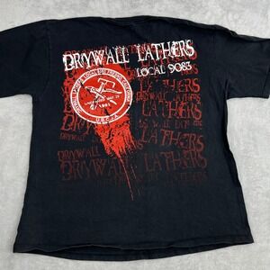 Union Line Drywall Lathers Local 9083 Pocket T-Shirt 2XL Black Men Workwear USA